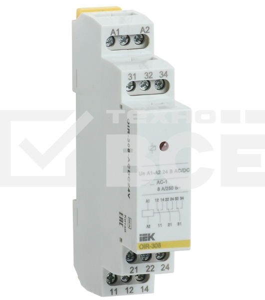 Промежуточное реле IEK ONI OIR 3 контакта (8А) 24 В AC/DC