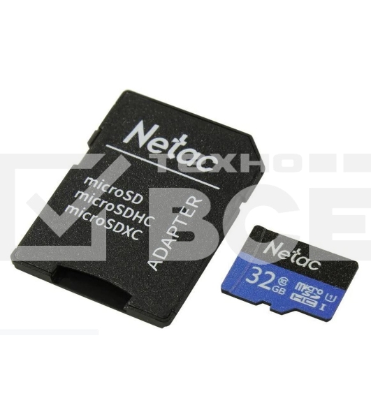 Флеш карта microSDHC 32GB Netac P500 <NT02P500STN-032G-R> (с SD адаптером) 80MB/s