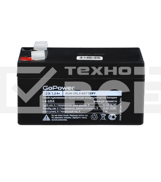 Аккумулятор свинцово-кислотный GoPower LA-1212 12V 1.2Ah (1/20)
