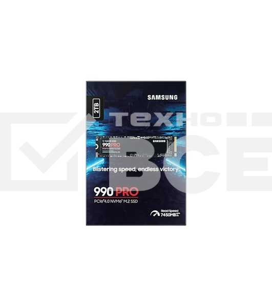 Накопитель SSD Samsung 990 PRO, 2TB, PCIe 4.0 x4, M.2 2280, NVMe, R/W 7450/6900