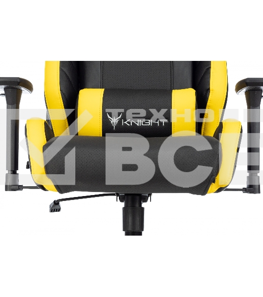 Кресло игровое Knight Thunder 5X черный/желтый эко.кожа крестов. металл