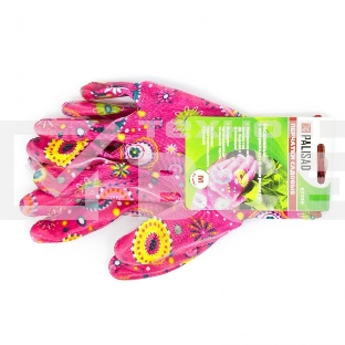 Перчатки садовые из полиэстера с нитрильным обливом, красные, M Palisad