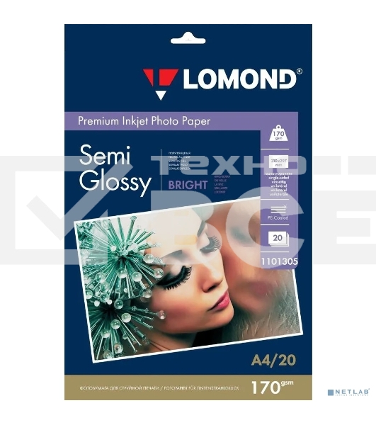 Бумага Lomond 1101305 A4/170г/м2/20л./белый полуглянцевое для струйной печати