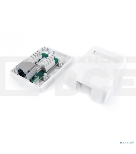 Розетка компьютерная Hyperline SB1-1-8P8C-C6-SH-WH RJ-45(8P8C), категория 6, экранированная, одинарная, внешняя, Dual IDC