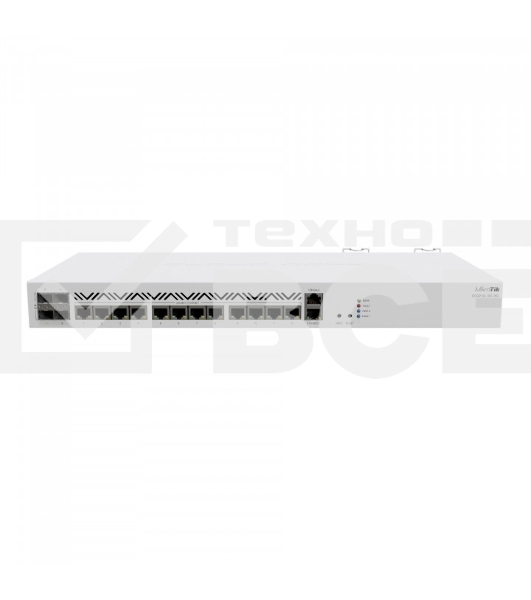 Маршрутизатор Mikrotik CCR2116-12G-4S+ Cloud Core Router 2116-12G-4S+ with Amazon Annapurna Labs Alpine v3 AL73400 CPU (16-cores, 2GHz per core), 16GB RAM, 4xSFP+ cage, 13xGbit LAN, M.2 PCIe slot, RouterOS L6, 1U rackmount case, Dual PSU