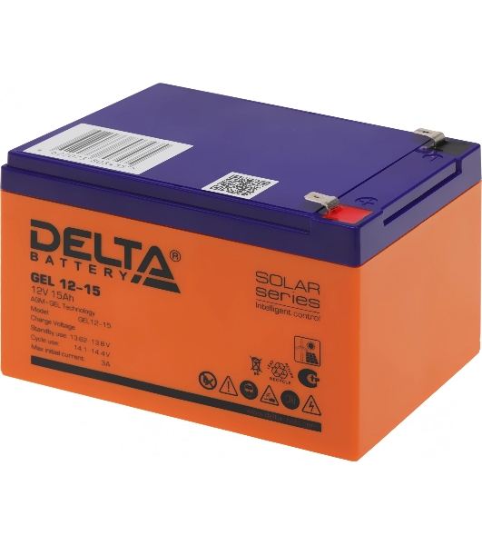 Батарея Delta GEL 12-15 (12V/15А·ч) свинцово- кислотный аккумулятор
