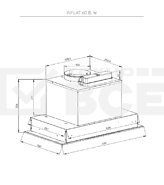 Вытяжка встраиваемая Kuppersberg High-Tech Inflat 60 B черный, 60 см, 780 куб. м/ч, 56 дБ