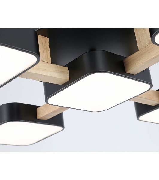 Светильник Ambrella light FL4883/5 BK/WD черный/дерево 90W 3000-6000K 675*675*110 (без ПДУ)