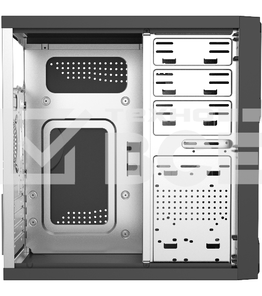 Компьютерный корпус с блоком питания Foxline 450Вт. Сase Forza mATX, 450W, 2xUSB 2.0, Black, w/o FAN, 12 см fan PSU, power cord