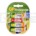 Аккумулятор GP Rechargeable 2700AAHC4/2 AA NiMH 2700mAh (6шт) блистер, фото 1