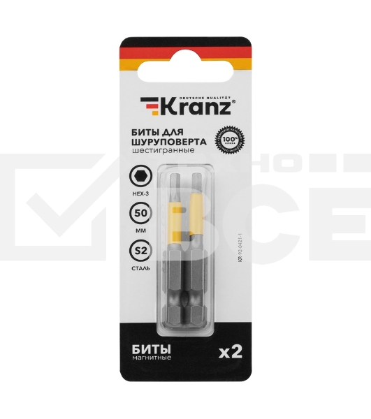Бита шестигранная для шуруповерта KRANZ HEX3х50 мм (2 шт./уп.)