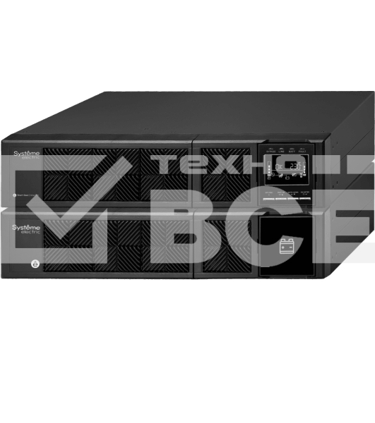 Источник бесперебойного питания Smart-Save Online SRV Systeme Electric 6000 ВА, конвертируемый форм-фактор 4U, 230 В, 1:1, клеммный вход/выход, SmartSlot, LCD, USB, версия с возможностью увеличения времени автономии, 2 кор.