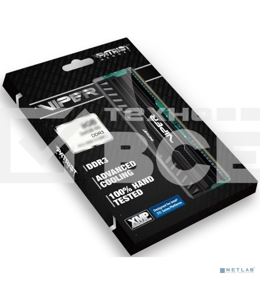 Оперативная память Patriot Viper 3, DDR3, 16GB (2x8 GB), 1600 MHz, CL9, радиатор, черный