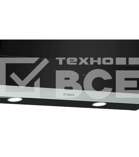 Наклонная вытяжка Bosch DWK095G60T для настенного монтажа, максимальная производительность 630м3/ч, 90см, цвет: черный
