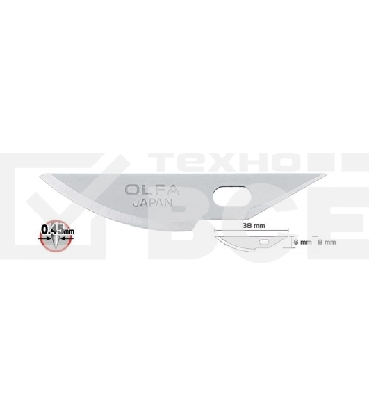 Лезвия OLFA OL-KB4-R/5 закругленные для ножа AK-4, 6(8)х38х0,45мм, 5шт