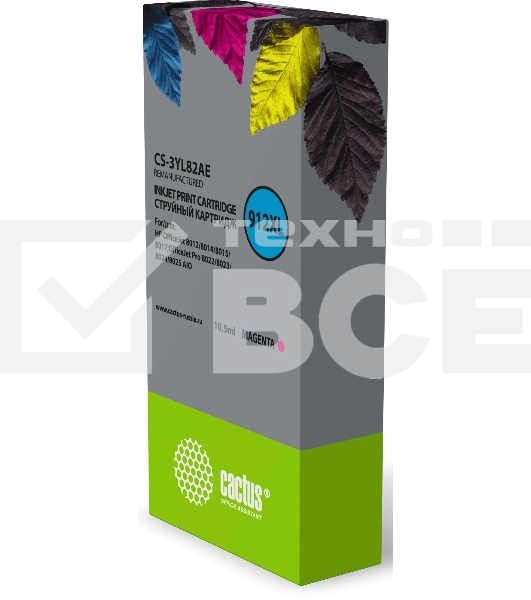 Картридж струйный Cactus 912XL CS-3YL82AE (есть ограничения по прошивке) пурпурный (10.5мл) для HP OfficeJet 8012/8014/8015/8017;OfficeJet Pro 8022/8023/8024/8025 AIO