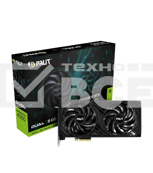 Видеокарта Palit PA-RTX4060 DUAL 8GB 8192Mb 128 GDDR6 1830/17000 HDMIx1 DPx3 HDCP Ret