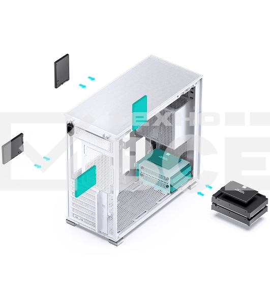 Корпус без блока питания Case JONSBO D41 STD, Midi-Tower, TG, no fan, 1xUSB-A 3.2 + 1xUSB-C 3.2, ATX, mATX White