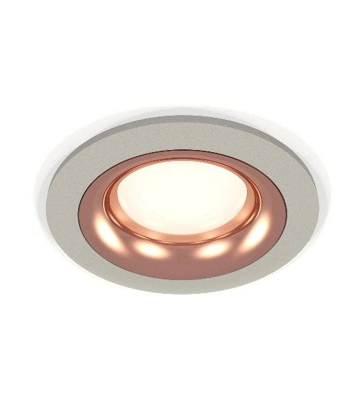 Комплект встраиваемого светильника Ambrella light XC7623006 SGR/PPG серый песок/золото розовое полированное MR16 GU5.3 (C7623, N7015)