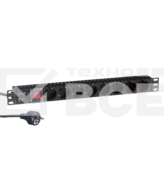 Блок розеток горизонтальный ExeGate ServerPro PDU-19H805 Al-8S-EU3-SW, 19