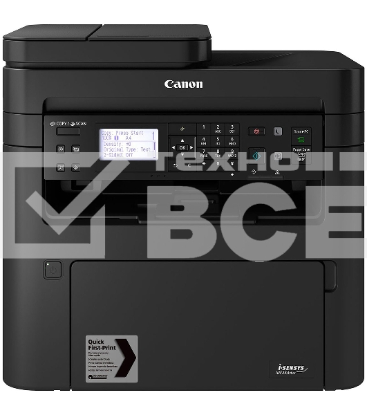 МФУ лазерный Canon i-SENSYS MF264dw (2925C016/5938C017/C019),А4, ч/б, печ. 28 стр/мин., скан. до 20 стр/мин (ч/б) 15 стр/мин (цвет), 1200 x 1200 dpi (принтер) 600x600dpi (сканер), USB, RJ-45, Wi-Fi