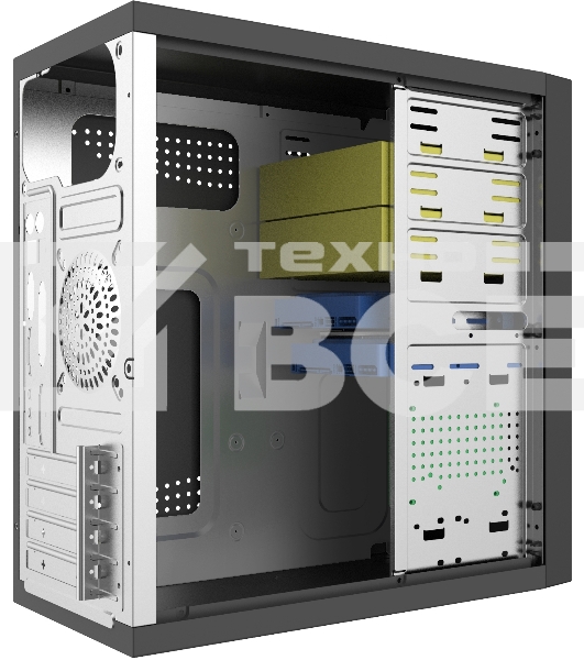 Компьютерный корпус с блоком питания Foxline 450Вт. Сase Forza mATX, 450W, 2xUSB 2.0, Black, w/o FAN, 12 см fan PSU, power cord