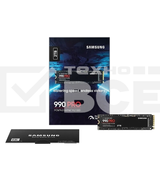 Накопитель SSD Samsung 990 PRO, 2TB, PCIe 4.0 x4, M.2 2280, NVMe, R/W 7450/6900