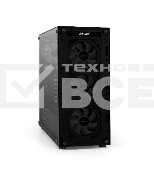 Компьютерный корпус Miditower ExeGate i3 BASE-EVO800 (ATX, БП EVO800RGB с вент. 12 см, с окном, 1*USB+1*USB3.0, аудио, 4 вент. 12см с RGB подсветкой)
