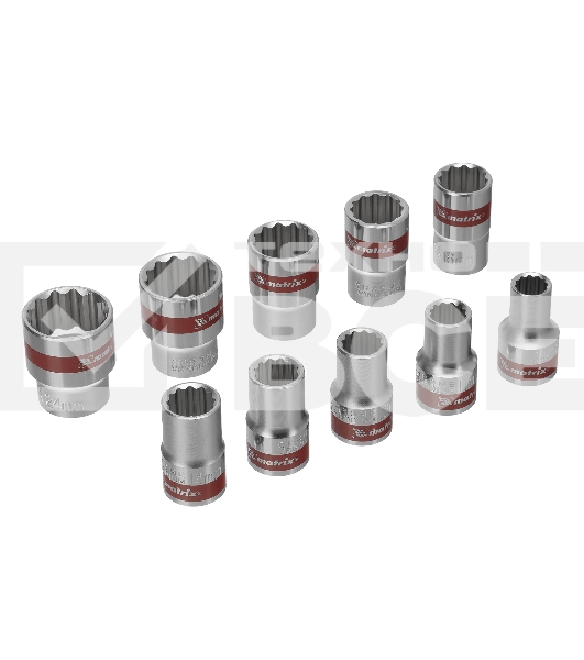 Набор головок MATRIX 13596набор торцевых головок 1/2'' 12-ти гр. crv 10шт. 10-24мм