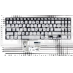 Клавиатура для ноутбука Asus  UX561UA Q505UA серебристая без рамки, с подсветкой, фото2