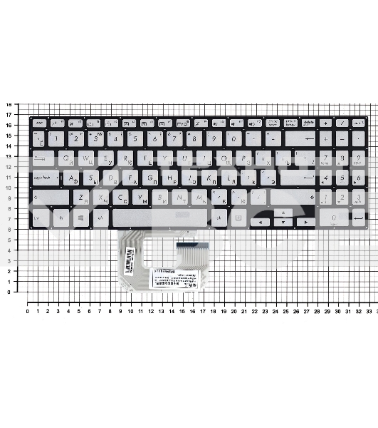 Клавиатура для ноутбука Asus  UX561UA Q505UA серебристая без рамки, с подсветкой