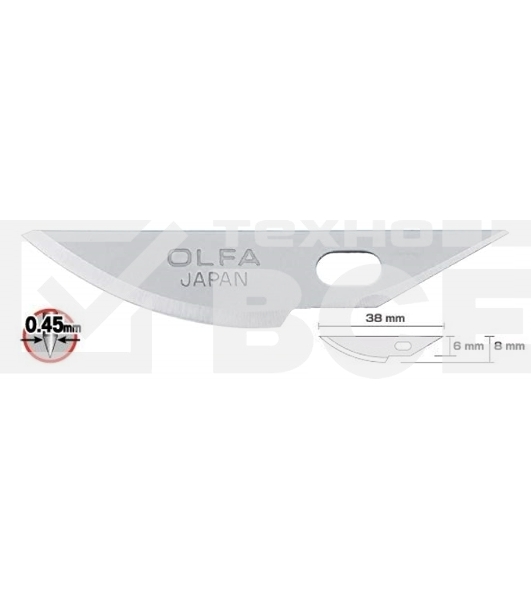 Лезвия OLFA OL-KB4-R/5 закругленные для ножа AK-4, 6(8)х38х0,45мм, 5шт