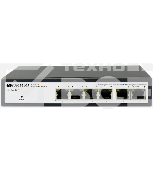 Коммутатор Smart Managed L2 PoE Switch 4 x 1000Base-T PoE+, 2 x 1000Base-T, PoE-60W budget