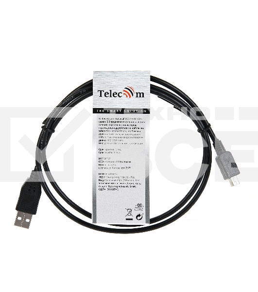Кабель USB 2.0 A-->mini-B 5P (1м) черный TELECOM/VCOM <TC6911BK-1.0M>