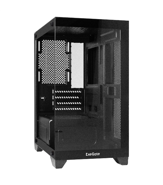 Компьютерный корпус Minitower ExeGate i3 SEA LE-NPX600 (mATX, БП 600NPX, 1хUSB+1хUSB 3.0, HD аудио, черный, передняя и боковая панели - закаленное стекло)