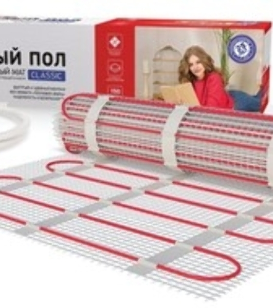 Теплый пол (нагревательный мат) Rexant Classic RNX -8,0-1200 (площадь 8,0 м2 (0,5 х 16,0 м)), 1200 Вт, двухжильный с экраном