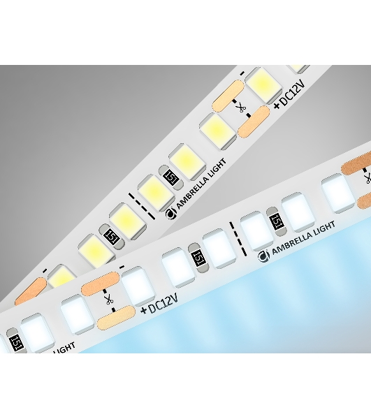 Светодиодная лента Ambrella light GS1303 2835 180Led/ 14.4W m/ 12V IP20 6500K/ 5000*8*1.2mm (2 конт.)
