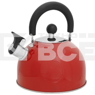 Чайник для плиты MALLONY MAL-039-R из нержавеющей стали со свисток, 2,5 л, красный (в уп. 12 шт)