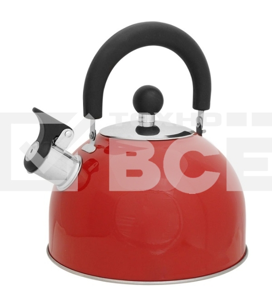 Чайник для плиты MALLONY MAL-039-R из нержавеющей стали со свисток, 2,5 л, красный (в уп. 12 шт)