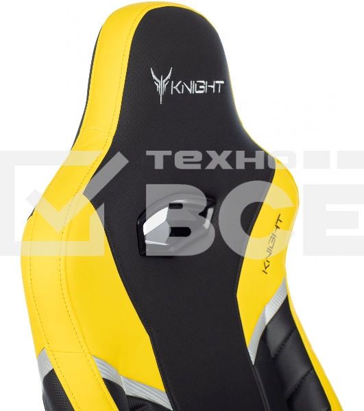 Кресло игровое Knight Thunder 5X черный/желтый эко.кожа крестов. металл
