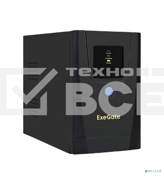 Источник бесперебойного питания ExeGate SpecialPro UNB-1000.LED.AVR.1SH.2C13.RJ.USB <1000VA/550W, LED, AVR,1*Schuko+2*C13, RJ45/11,USB, металлический корпус, Black>