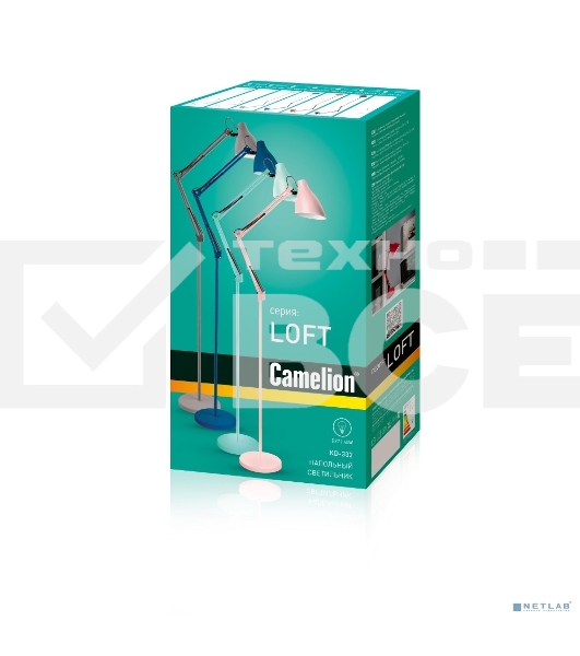 Светильник напольный, торшер, Camelion KD-332 C04 красный (230V, 40W, E27)