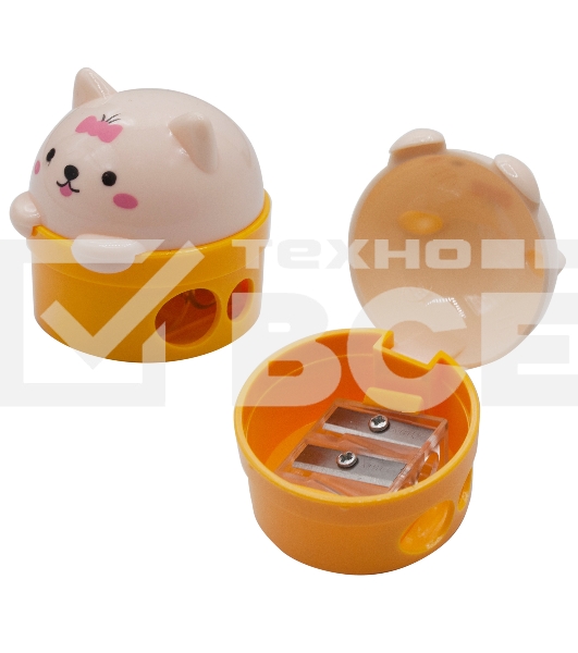 Точилка для карандашей ручная Silwerhof Cute Солнечная коллекция 2 отверстия пластик ассорти коробка
