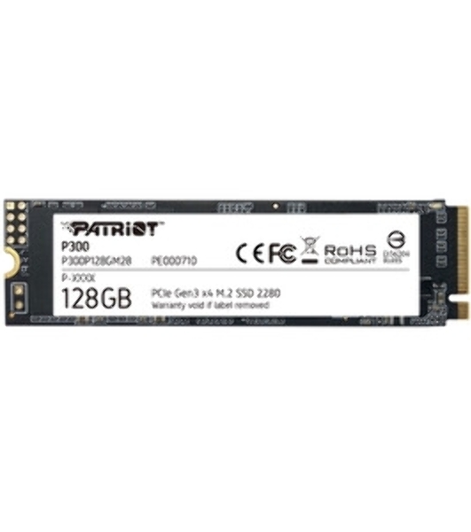 Накопитель SSD Patriot P300, 128Gb, PCIe 3.0 x4, M.2 2280, NVMe, R/W 1600/600