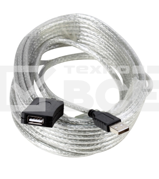 Кабель AM/AF USB2.0 10м AOpen удлинитель активный(с усилителем) USB2.0-repeater, ACU823-10M