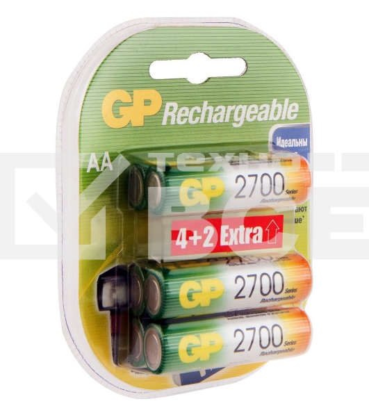 Аккумулятор GP Rechargeable 2700AAHC4/2 AA NiMH 2700mAh (6шт) блистер