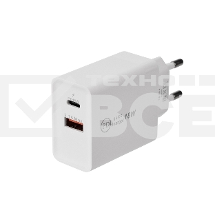 Сетевое зарядное устройство Rexant Type-C + USB 3.0 с Quick charge, белый