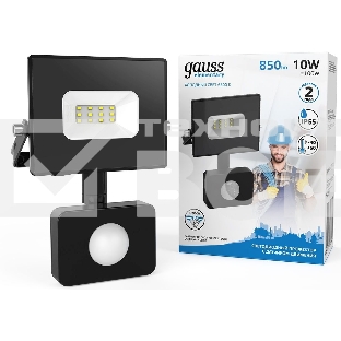 Прожектор светодиодный GAUSS 628511310 Elementary LED 10W 700lm IP65 6500К с датчиком движения 1/40