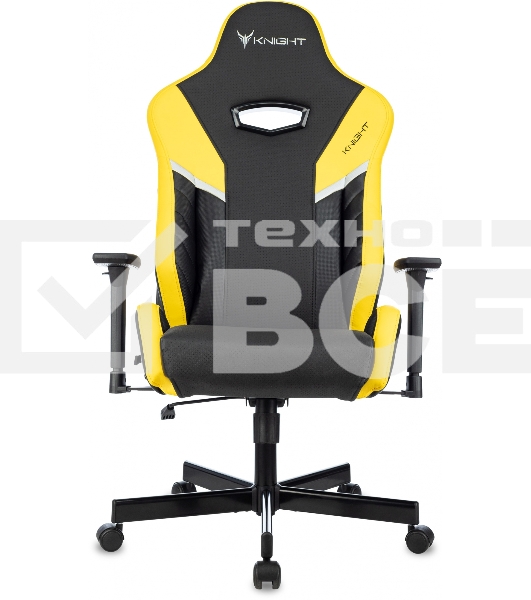Кресло игровое Knight Thunder 5X черный/желтый эко.кожа крестов. металл