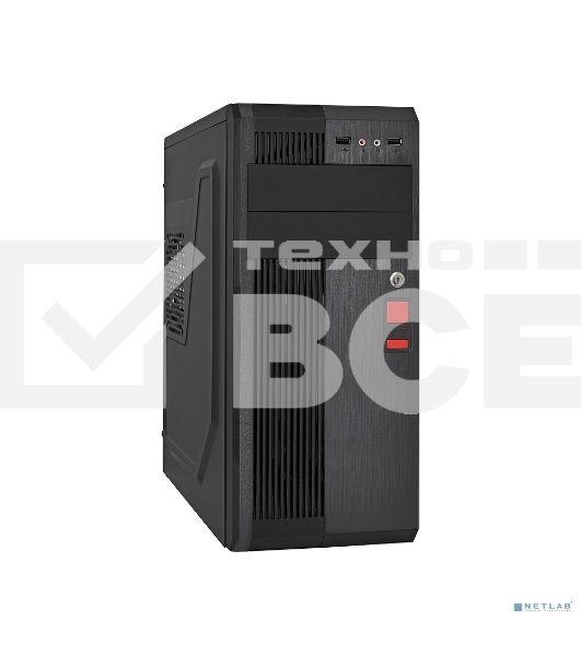 Компьютерный корпус Miditower ExeGate UN-605B Black, ATX, <UN400, 120mm>, 2*USB, Audio, замок блокировки кнопки питания